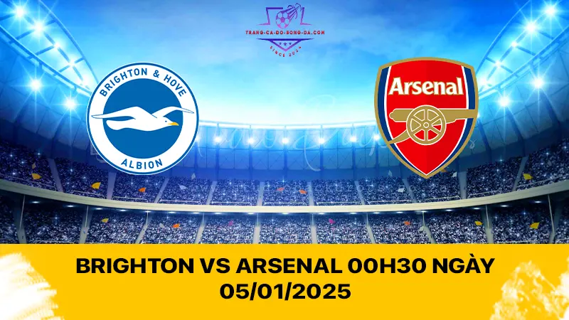 Brighton vs Arsenal 00h30 ngày 05/01/2025 - Pháo thủ hủy diệt chủ nhà